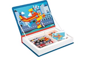 Janod - Magnéti'Book Bomberos - Juego Educativo Magnético 60 Imanes + 18 Modelos - Juguete Infantil de Cartón FSC - Ejercita Destreza y Creatividad - A Partir de 3 años