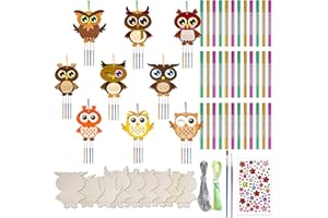 JVBAJV 9 Pack Wind Chime Kit for Kids,Owl DIY Wooden Wind Chime Kits,Wooden Arts and Crafts for Children for Boys Girls Birthday Gift, Garden Decoration, Christmas Tree Decor Indoor Outdoor