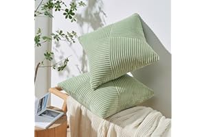 Topfinel Funda Cojines 40x40 Verde Salvia de Pana Suave y Duradera,Fundas Cojines con Cremallera Oculta para Sala de Estar, Sofás, Camas, Sillas Dormitorio Jardín Coche 2 Piezas