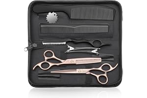 JASON Tijeras de Peluquería Profesional - Juego de Tijeras para el cabello & Effiliation 6.5" Oro rosa