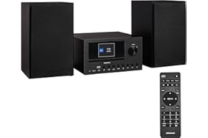 MEDION P85003 Mini Chaîne HiFi avec Lecteur CD (WiFi, Bluetooth, Radio Internet, Dab +, USB, AUX, Égaliseur, Écran Couleur TFT avec télécommande, 2X 15 W RMS) Noir