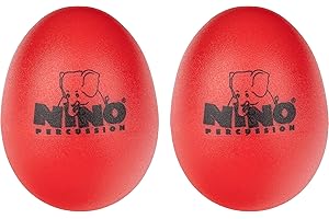 Nino Percussion Egg Shaker Paar – 2 Rasseleier für Kinder ab 3 Jahren – Musikinstrument – Geschenkidee - Kunststoff, Rot (NINO540R-2)