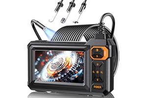 Hayve Endoscope Inspection Camera, 4.3" IPS Screen Industrial Endoscope with 8 LED Light, 1080P HD Digital Borescope, IP67 Waterproof Snake Sewer Inspection Camera, 5m Semi-Rigid Cable