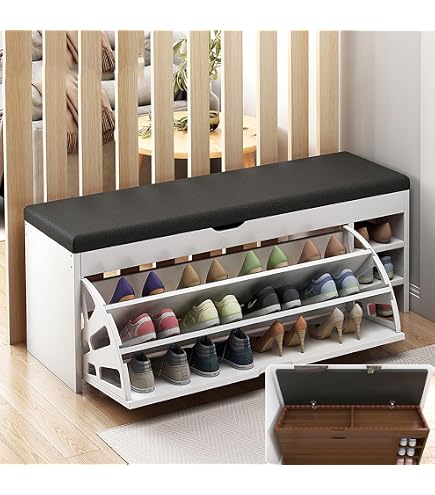 SoBuy Stzbank FSR88, Mt Stauraum Schuhbank Mt 2 Schubladen Bettbank Mit Sitzflache