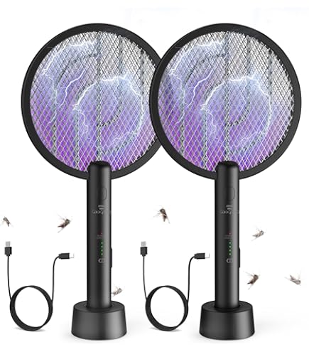 Nieuwe Elektrische Muggenvlieg, 2 In 1 3000V Elektrische Vliegenvleermuis Met Oplaadbasis Voor Het Doden Van Muggen En Andere Vliegende Insecten Geschikt Voor Binnen En O