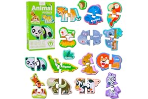 SENBSLAN Fridge Magnets for Kids,Large Size Magnetic Animals,Puzzle Animal Magnets for Refrigerator, Educational Toys Fridge Magnets Toddler Learning Toys(Puzzle Animals A)