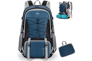 RAINSMORE Zaino Trekking 40 Litri Zaino Pieghevole Impermeabile Zaino Montagna Zaino da Viaggio Uomo e Donna Zaino Escursione per Hiking Campeggio Blu