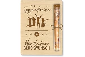 ZUKLA Packaging for Money Gifts Youth Consecration – 13 x 10 cm – with Test Tube – Gift for Boys and Girls – Money Gift Packaging Made of Wood