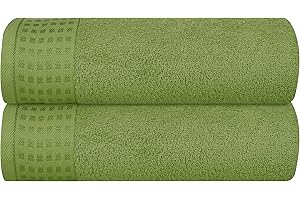 GLAMBURG Baumwolle 2er-Pack Oversized Badetuch-Set 70 x 140 cm, große Badetücher, Ultra saugfähig, kompakt, Umweltfreundlich und 100% recycelbar, schnell trocknend und leicht — Kiwi Grün
