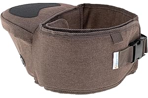 Hippychick Hipseat Baby Carrier, Brown, Lightweight Back-Saving Support Waist Stool, Ergonomic Design, Adjustable Strap, Suitable for Infants from 6 Months to 3 Years, Denim Mocha