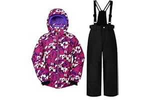 NORDOIS POUTINE Mädchen Schneeanzug mit abnehmbarer Kapuze, Skianzug, extra warm, Winteranzug
