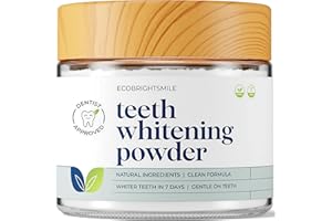 EcoBrightSmile Teeth Whitening Powder - Dentist-Approved Natural Tooth Whitener - Enamel-Safe & Sensitivity-Free Formula - Coffee, Tea, Wine & Smoking Stain Remover - Gel Mint Flavour - 6 Month Supply