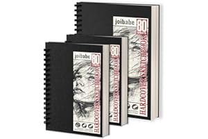 JOIBABE A4 A5 Skizzenbuch -100g/m² Zeichenblöcke mit Spiralbindung-480 Seiten -Skizzenbücher mit festem Einband-Professionnelle Zeichenbuch für Kinder & Erwachsene, Ideal für Skizzen(3pack)