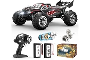 Hosim Coche teledirigido 1:10, coches teledirigidos con 48 km/h, Hobby Grade Offroad Drift RC Monster Truck con 2 baterías, 40 minutos de tiempo de juego para niños y adultos (X05, negro)