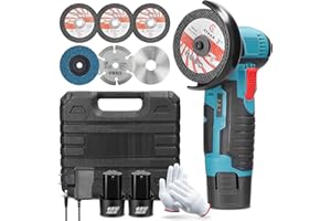 JINSENTGG Mini Winkelschleifer, Professional Akku Winkelschleifer Set 12V, Mit 2 Batterien 2000mAh, Trennschleifer, Akku Flex,Geeignet zum Schneiden und Polieren von Holz,Stein,Stahl
