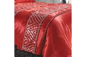 EGYPTO Polyester Bed Runner - Crystal Shimmer Bedspread, Bedding Throw for Home, Bedroom Decor (Red, Size: 50 x 200 cm)