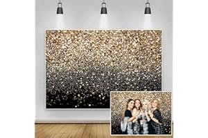 Renaiss 2.2x1.5m Glitter Foto Hintergrund Abstrakter Sternenhimmel Golden Bokeh Spot Pailletten Fotografie Hintergrund Schwarz Gold Hochzeit Geburtstag Party Dekor Portrait Studio Requisiten