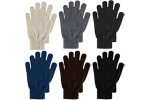 Boyiee 6 Paar Strickhandschuhe Erwachsene Vollfinger Handschuhe für Unisex Damen