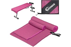 KUOGAS Juego de 2 toallas de fitness | 120 x 50 cm + 100 x 30 cm | Toalla de refrigeración con bolsillo con cremallera, toalla de microfibra de secado rápido para gimnasio y entrenamiento, 2 unidades