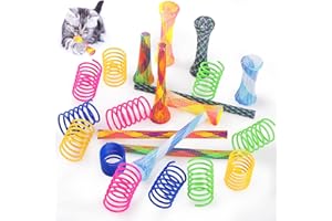 Bighan Lot de 22 jouets interactifs pour chat - Spirale à ressort - Jouet à ressort interactif pour chat d'intérieur - Bobines à ressort en plastique pour tapoter, mordre, chasser