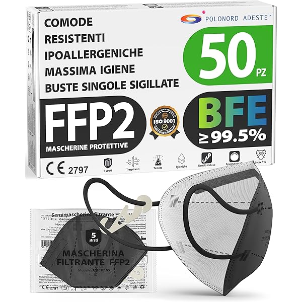 Mascherine FFP2 Bianche ESLH - Confezione Da 50 Pezzi | Certificate CE | 5 Strati Di Protezione - Foto 6