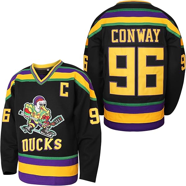 Maillot de hockey sur glace Green Ducks #96 Maillot de hockey sur glace Mighty Ducks, lettres et chiffres cousus S-XXXL
