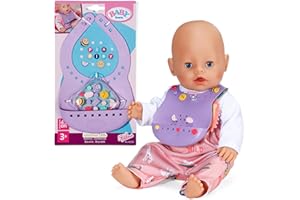 BABY born Lätzchen Pin-Play - Puppenkleidung inkl. verschiedenen Pins zum Verzieren - Für alle 43cm Puppen - Hochwertiges Puppenzubehör aus Kunststoff, Voilett