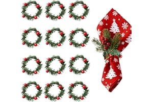 ACTOYS Servilleteros Navidad, Anillos de Servilletas de Navidad, Servilleteros Navidad, Anillos de Servilleta para Decoracion Mesa Navidad, Fiesta, Cena, Año Nuevo (Anillos de Hierba, S)