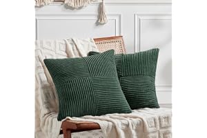 FDTERN Set med 2 boho kuddfodral för soffa, 65 x 65 cm, manchestersammet, modernt mjukt korsmönster, dekorativa kuddfodral fö