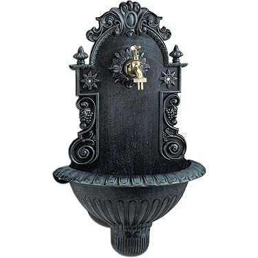 Rubinetto Da Giardino Antico In Ghisa E Ottone – Fontana Da Parete Stile Country