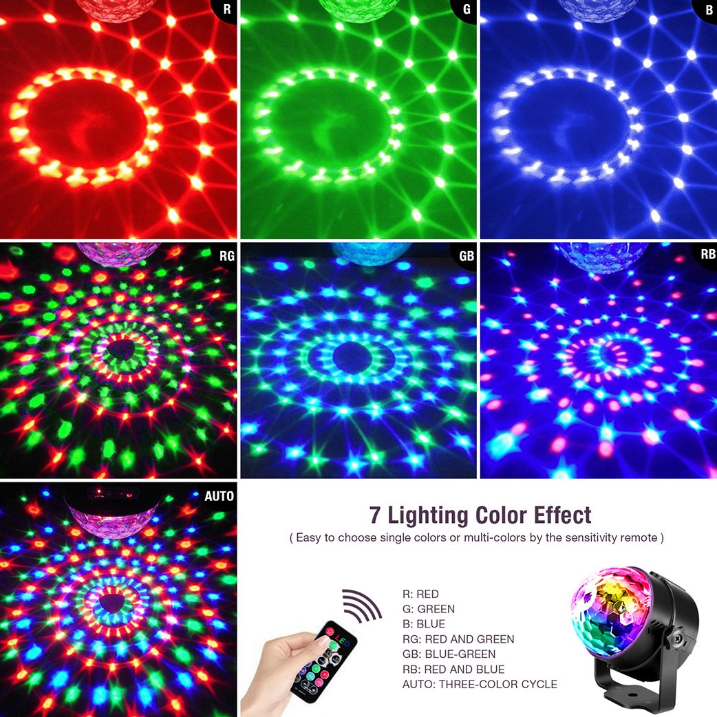 Boule-Disco-de-Commande-Vocale-OMERIL-7-Couleurs-Boule--Facette-avec-Tlcommande-et-Cble-USB-4M-Jeux-de-Lumiere-Lampe-de-Scne-Contrle-Automatique-Lampe-Disco-pour-FteNolBarClubDJ