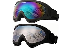 OUTDOORSPARTA 2-Pack Occhiali da sci Snowboard Occhiali da moto per gli uomini Donne Giovani Bambini