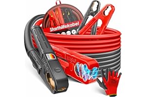 ‎MASKO MASKO® Starthilfekabel Überbrückungskabel für Benzin- und Dieselmotoren 12/24 Volt. Auto, Motorrad & LKW Starterkabel aus Kupfer mit 4 vollisolierten Polzangen, Handschuhe & Tasche 2x4m 30mm² 1500Amp