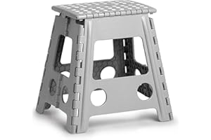 Zeller 13036 Premium składany stołek, tworzywo sztuczne, szary, atest TÜV, obciążenie do 150 kg, ok. 38,5 x 31,5 x 39 cm