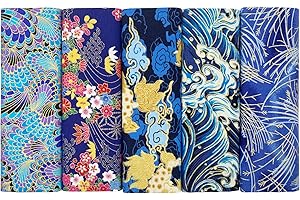 aufodara 5 Pezzi 40 x 80 cm Tessuti Tessuto Cotone Stoffa Stile Giapponese Tessuto Abbronzante Patchwork Cucito Creativo Stoffe a Metro Materiali per Hobby Creativi Quilting Tessuto (Blu)
