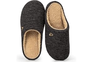 EverFoams Męskie kapcie z pianki z pamięcią kształtu sztuczna wełna dzianinowe wsuwane wygodne pantofle buty domowe