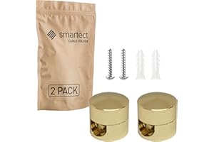smartect Soporte de Techo y Pared de Aluminio para Cables [2 Piezas, Oro] Fijación en Techo con tornillos y tacos, Decentrador de Techo para que arme su propio proyecto de bricolaje