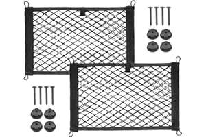 BetterJonny 2pcs Car Mesh Cargo Net, 25X45cm Cargo Nylon Net Double Layer Elastic Campervan Storage Net for Car Caravan Motorhome Boat