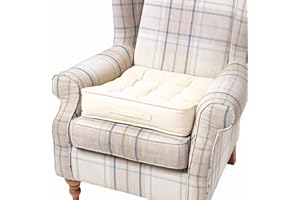 HOMESCAPES Cream Armchair Booster Cushion Large Firm 50 cm Square Seat Pad with Supportive 10 cm Thick Lift Luxury Soft Touch Cotton Cushion For The Elderly, Post-Operative and Pregnancy