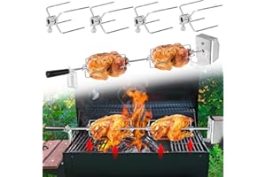 YRHome Brochettes rotatives 107 cm avec 4 aiguilles à viande et moteur en acier inoxydable 220 V - 240 V