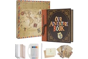 Remowith Scrapbook Kit, 25.5x25.5cm DIY Photo Album Supplies Hardcover Kraft Paper with 20 Sheets 40 Khaki Pages, Creative Craft Gift with Accessories for Anniversary, Wedding, Birthday, Travel