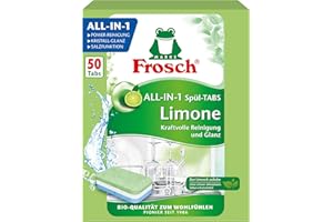 Frosch Limonen Geschirrspül-Tabs, umweltfreundlich, mit wasserlöslicher Folie, für die tägliche Reinigung von Besteck und Geschirr, 50 Tabs, 50 stück