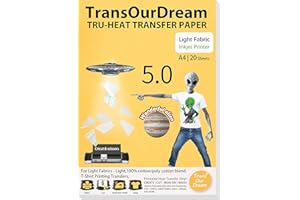 TransOurDream Tru-Heat Transfer Paper Inkjet Alien Series A4×20 Infusible Ink Transfer Sheets Iron On Transfer Paper Printable Vinyl Htv Personalised Light Fabric & T-Shirts Printing (TOD-05-20)