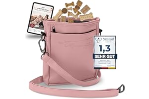 Ostfriesenpfoten® Leckerlibeutel 'Frieda' für Hunde aus hochwertigem Kunstleder - Altrosa Größe L - Futterbeutel mit EasyOpen Einhandmagnetverschluss - Gassitasche für Hunde-Leckerli