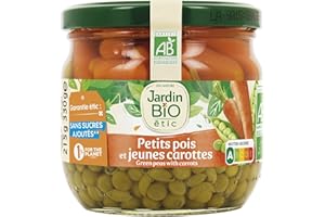 Jardin BiO étic - Petits pois et jeunes carottes - bio - Salé - Certifié AB - Bocal de 215g
