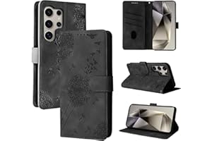 Rostsant Handyhülle für Samsung Galaxy S24 Ultra 5G 2023 Löwenzahn PU Leder Samsung Galaxy S24 Ultra Flip Case Brieftasche Tasche Hülle Magnetisch Handyhülle für Samsung Galaxy S24 Ultra 5G Schwarz