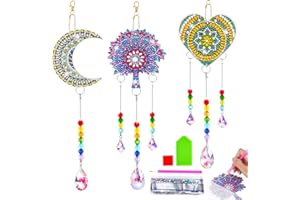 ZEBETTER-HSC Diamond Painting Sonnenfänger Windspiel Bastelsets, 5D Diamond Painting Anhänger, Doppelseitiges Diamond Painting Set Hängender Anhänger Handwerk, Kreative Geschenke für Mädchen Junge (2)