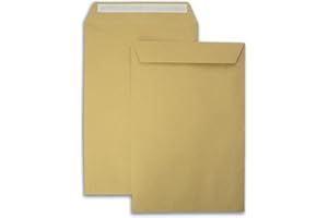 HOFFNUNGSART 50x Versandtaschen DIN C4 Briefumschläge für A4 braun peal&seal Klebestreifen ohne Fenster 324x229mm