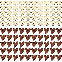 100 Bottoni In Legno A Forma Di Cuore - Diametro 15mm Con Doppio Occhiello - Per Maglieria E Cucito Creativo