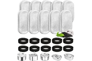PLAPOT 20 Stück Trinkbrunnen Filter,Ersatzfilter für Katzenbrunnen für Edelstahl Katzenbrunnen 10Stück Kohlefilter und 10 Stück Schaumfilter